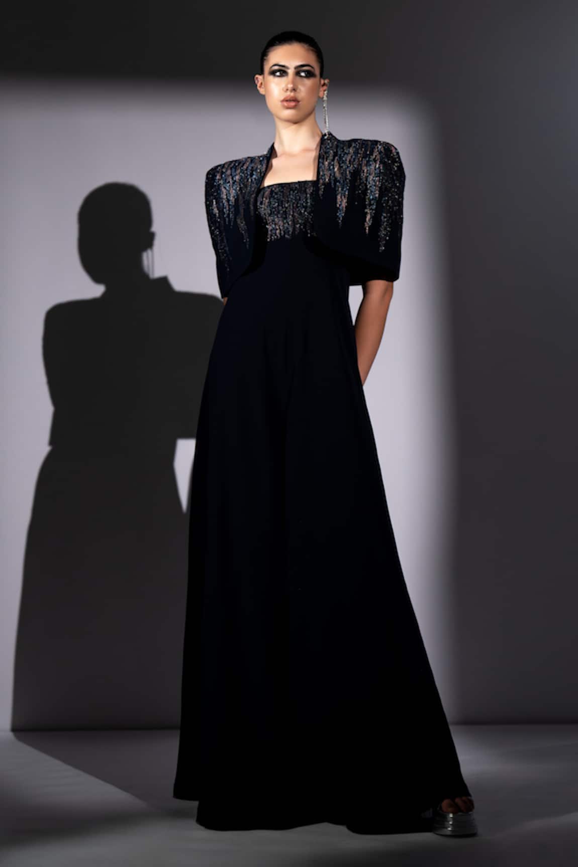 Nikita Mhaisalkar Meteor Embroidered Jumpsuit & Cape Set