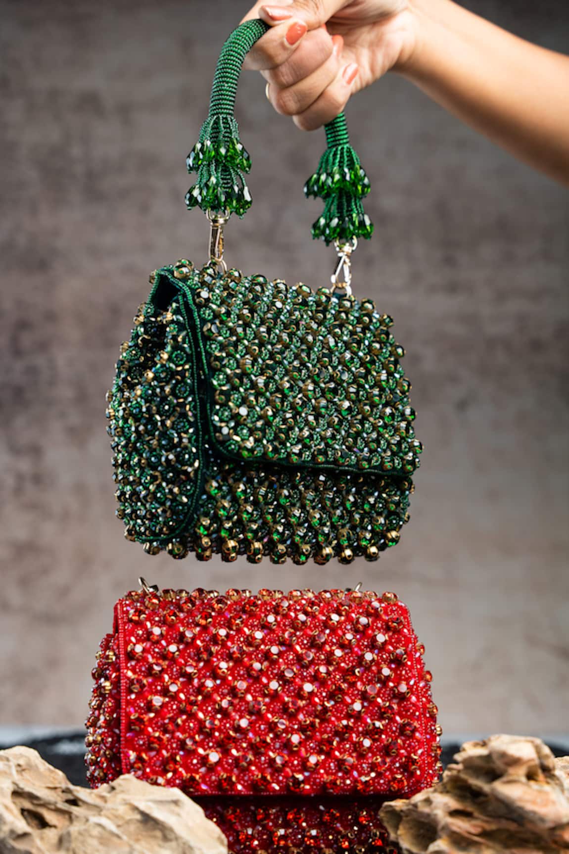 Nayaab By Sonia Aurora Crystal & Bead Embellished Bag