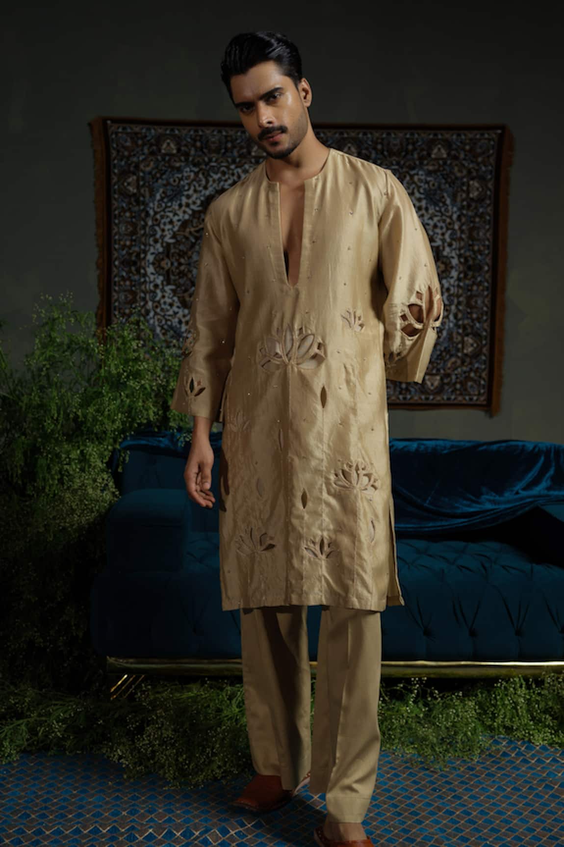 Runit Gupta Lotus Cutwork Modern Kurta Set 