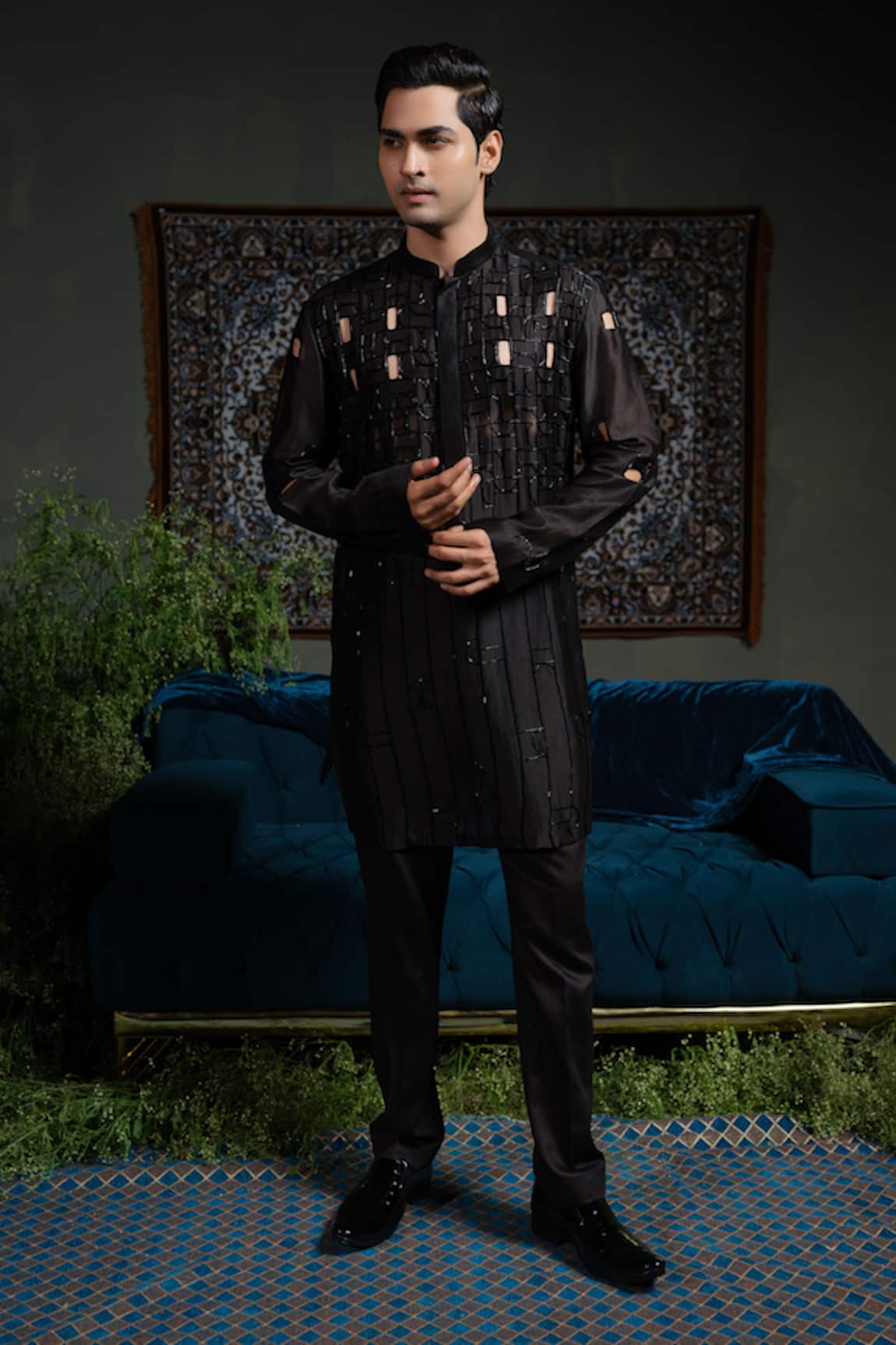 Runit Gupta Black Bold Kurta Set