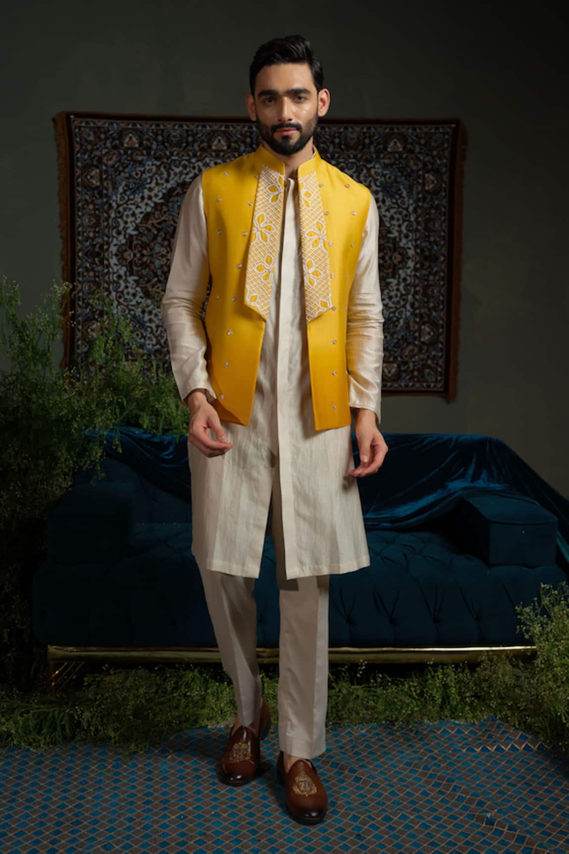 Runit Gupta Mari Ombre Bundi & Kurta Set
