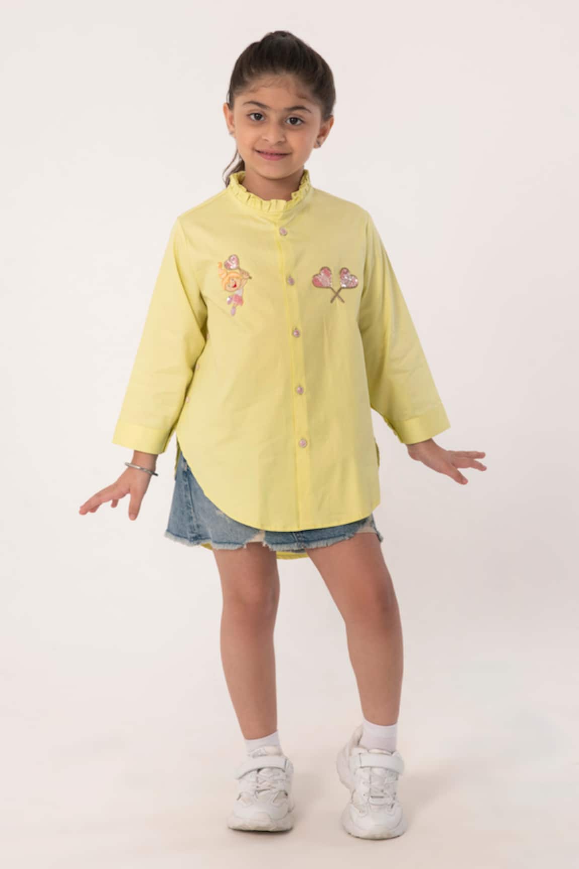 Partykles Ruffle Collar Embroidered Shirt