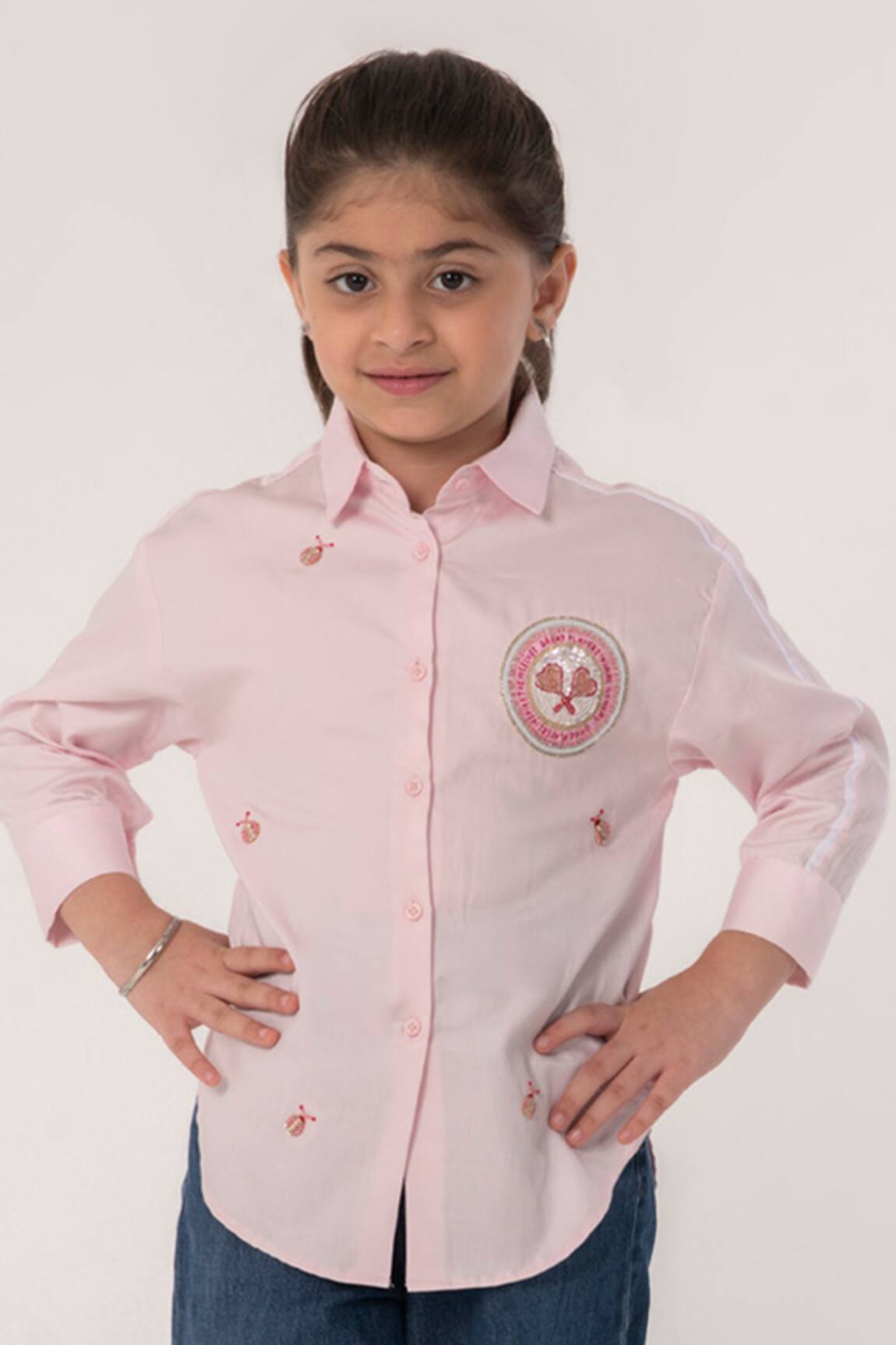 Partykles Badge Motif & Ladybug Embroidered Shirt