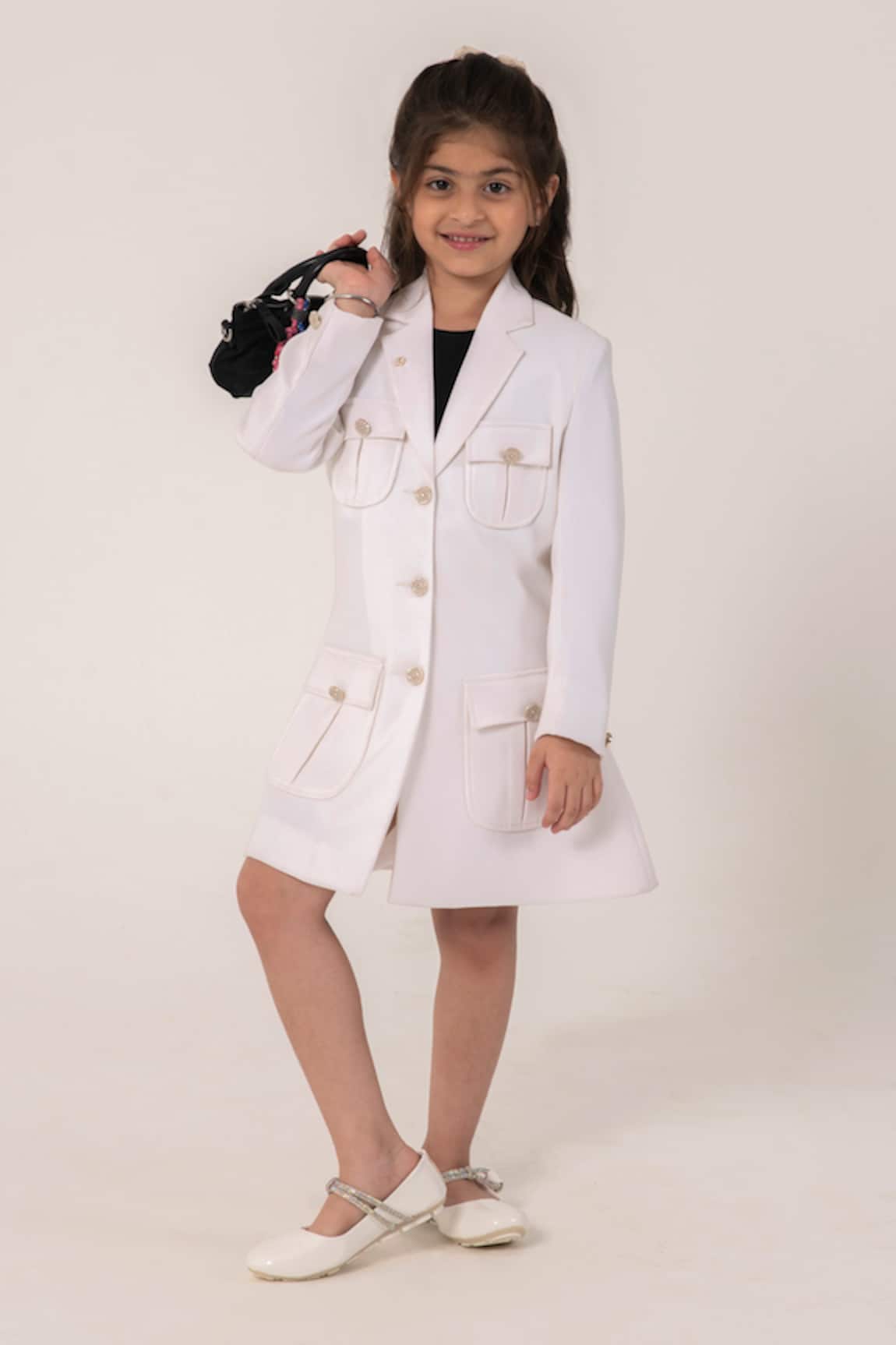 Partykles Blazer Style Midi Dress With Embellished Buttons