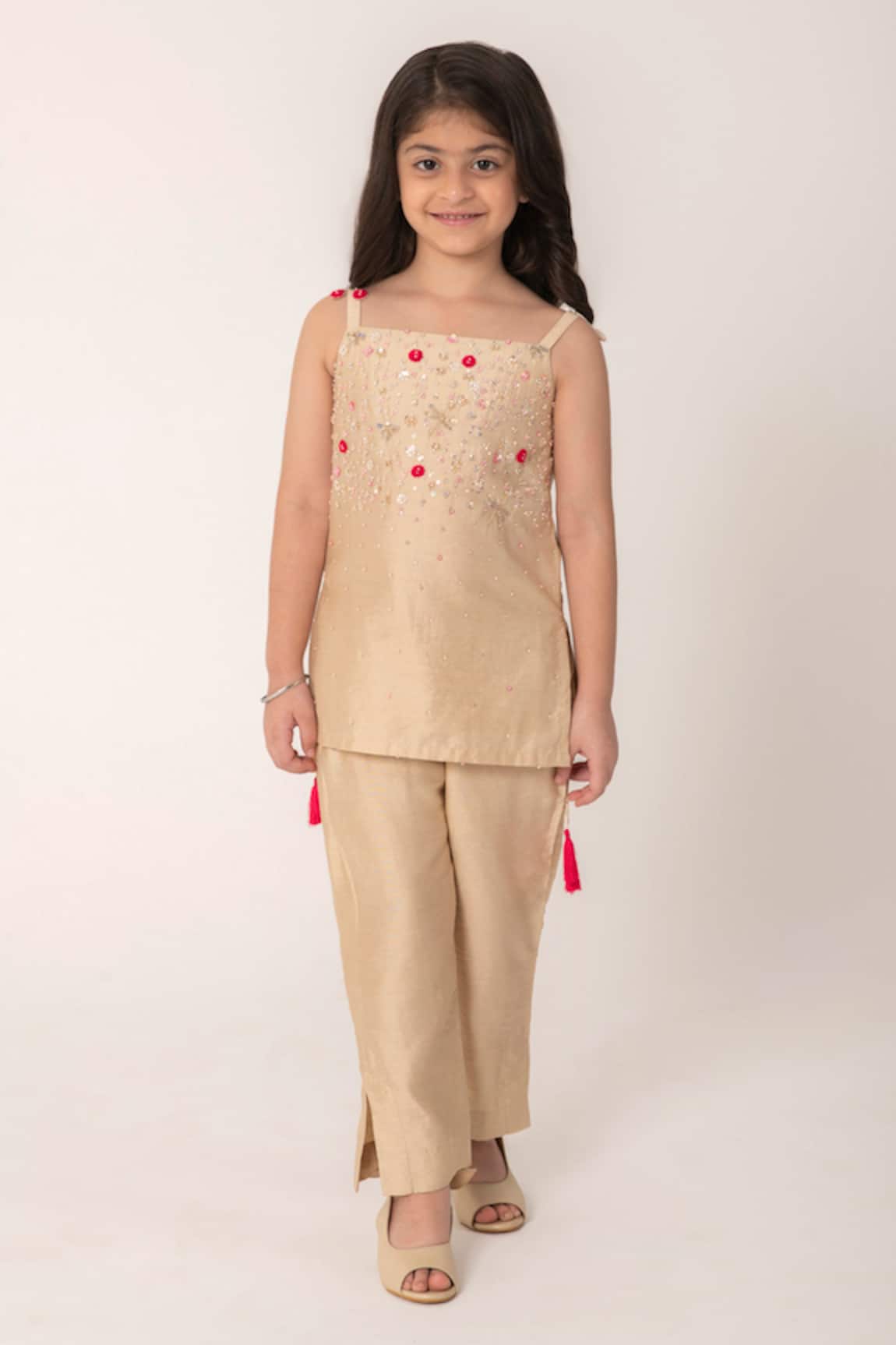 Partykles Hand Work Strappy Kurta & Pant Set