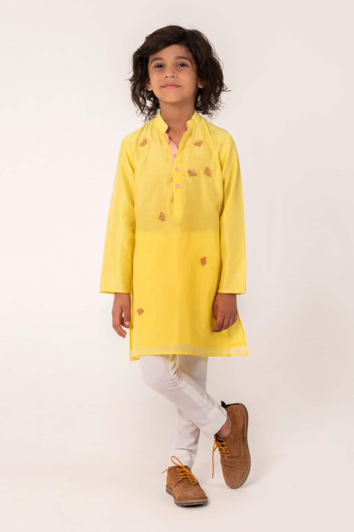 Partykles Bee Placement Embroidered Kurta & Pant Set