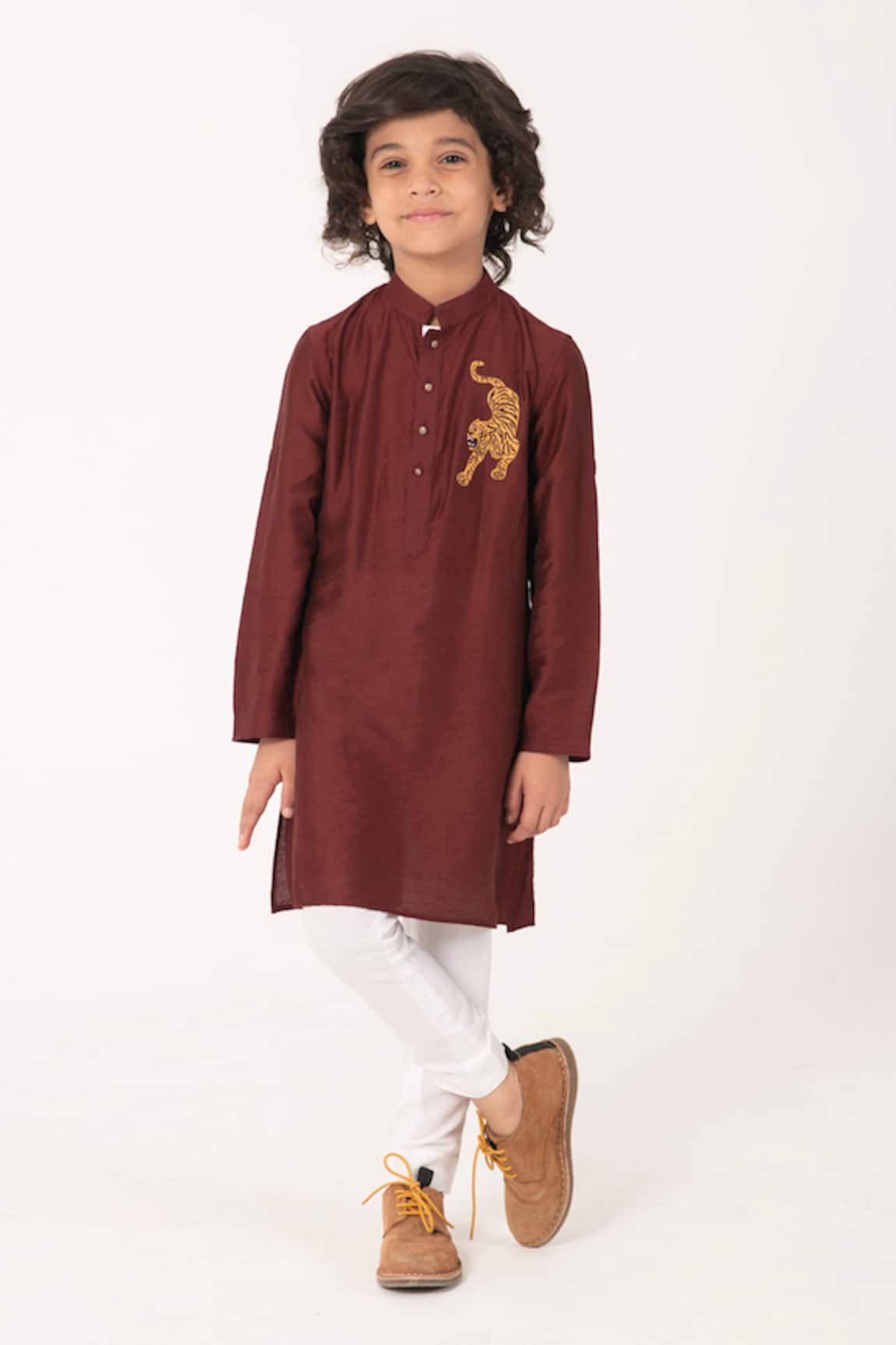 Partykles Tiger Embroidered Kurta & Pant Set 