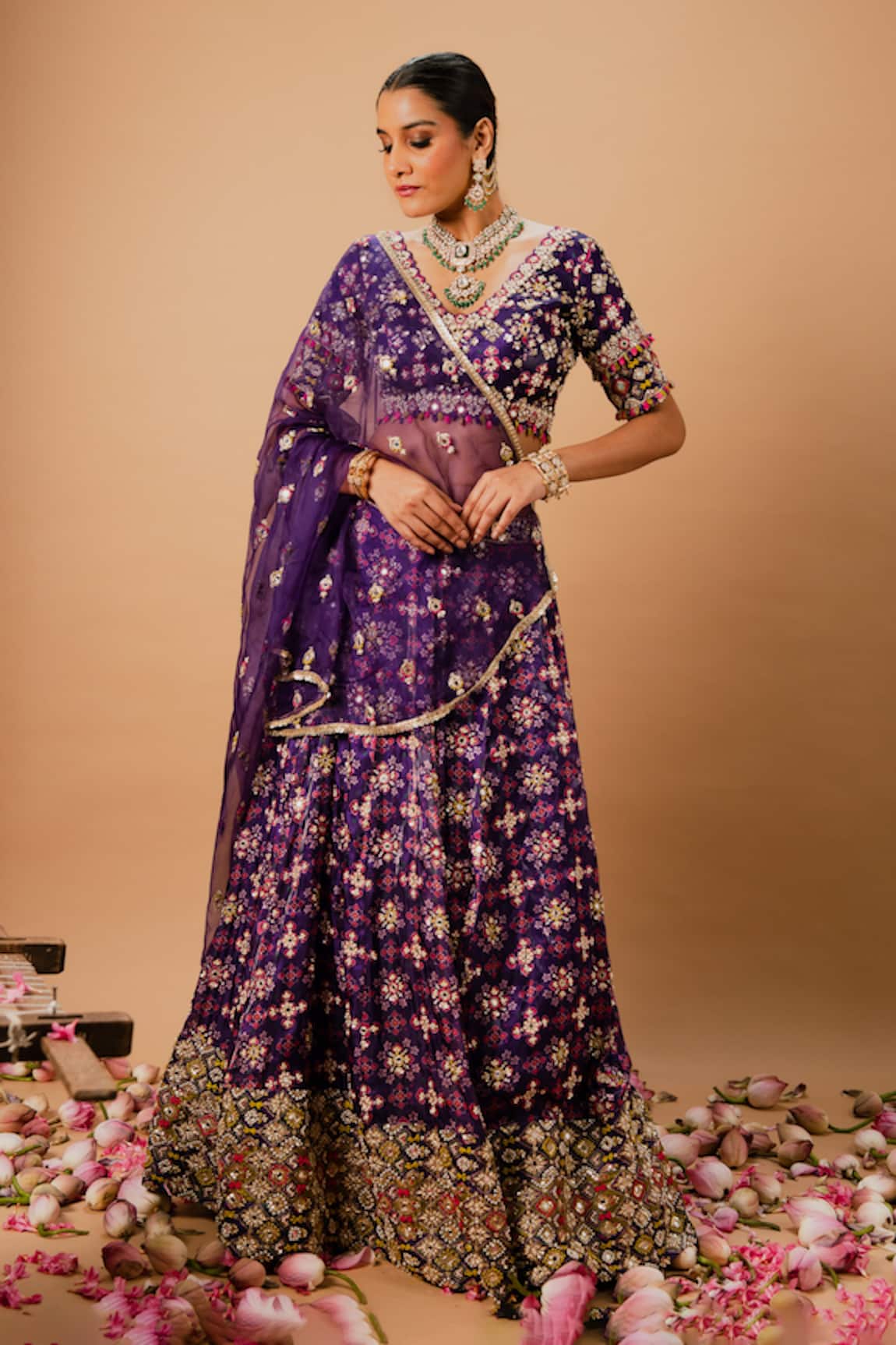 Ria Shah Label Patola Print Lehenga Set