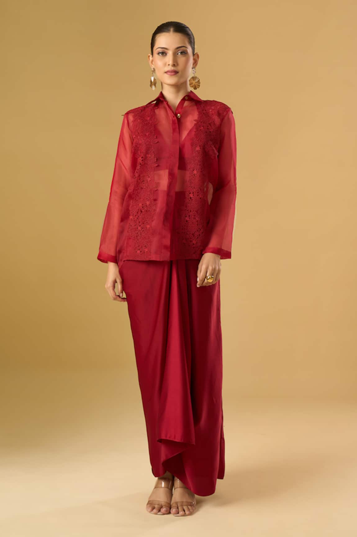 Ritika Arya Jain Amara Floral Lace Embellished Shirt 