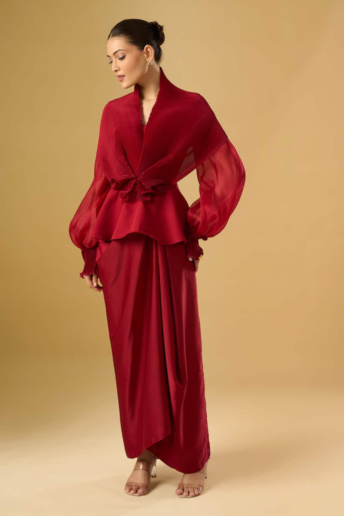 Ritika Arya Jain Embroidered Top & Draped Skirt Set