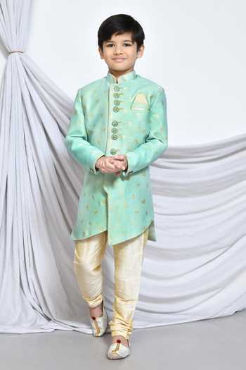 Petite Pomme Leaf Vine Butti Pattern Sherwani 