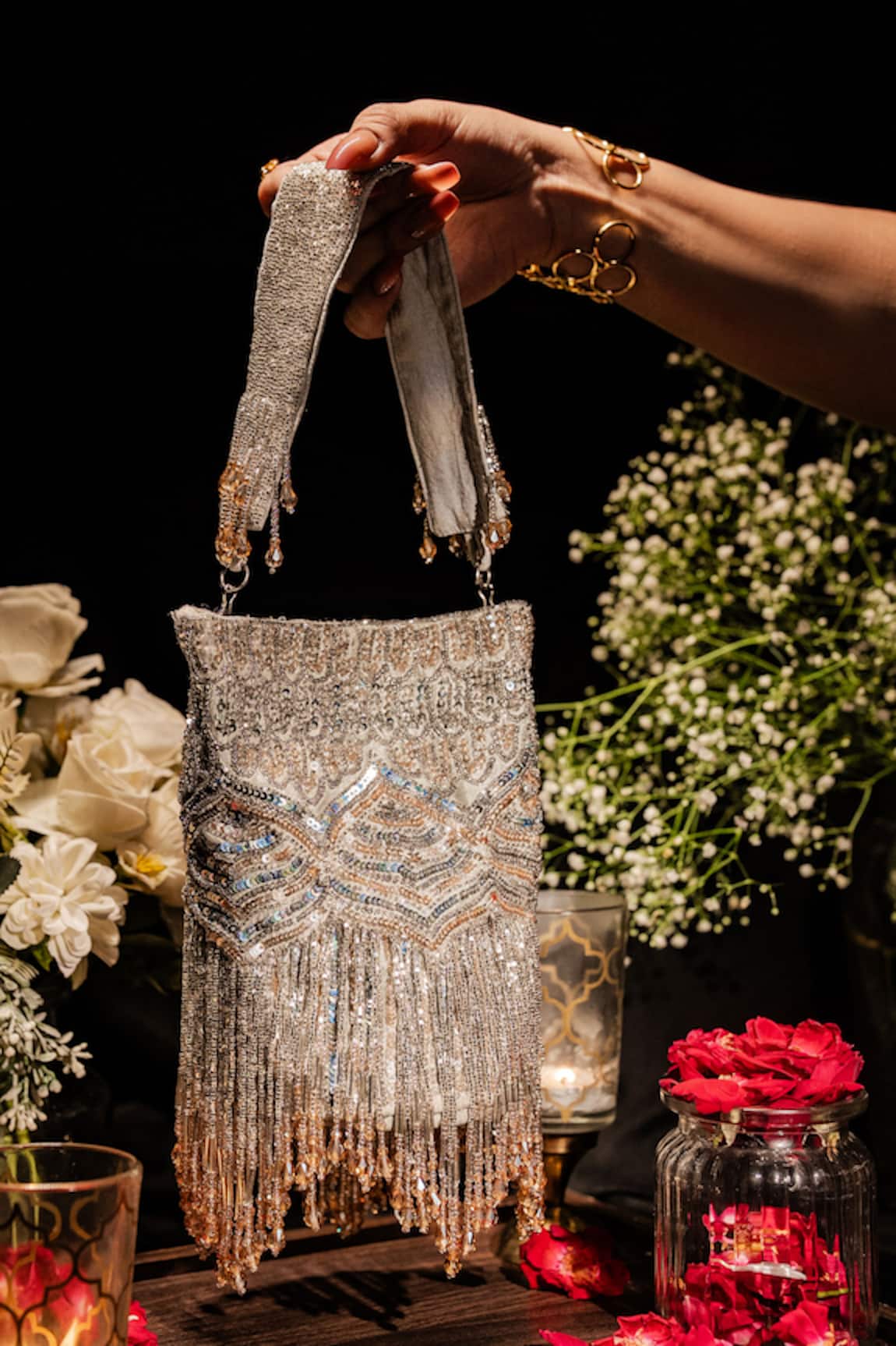 House Of Ekara Cinderella Embroidered Potli Bag 
