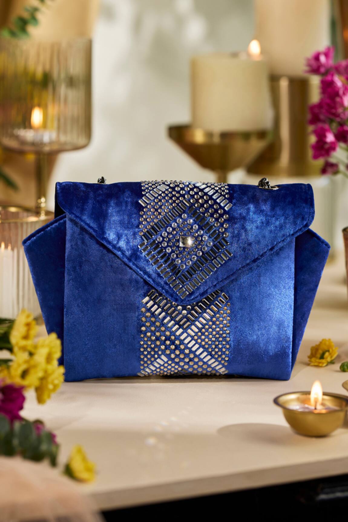 ETCETERA Origami Velvet Party Clutch Bag