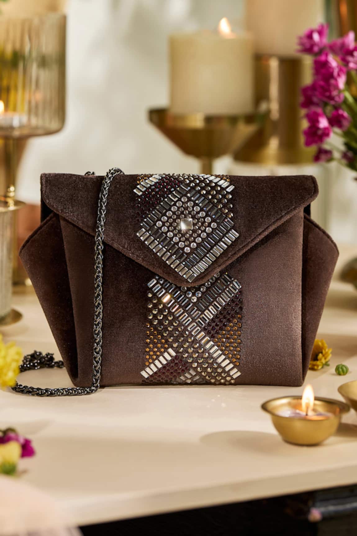 ETCETERA Origami Velvet Party Clutch