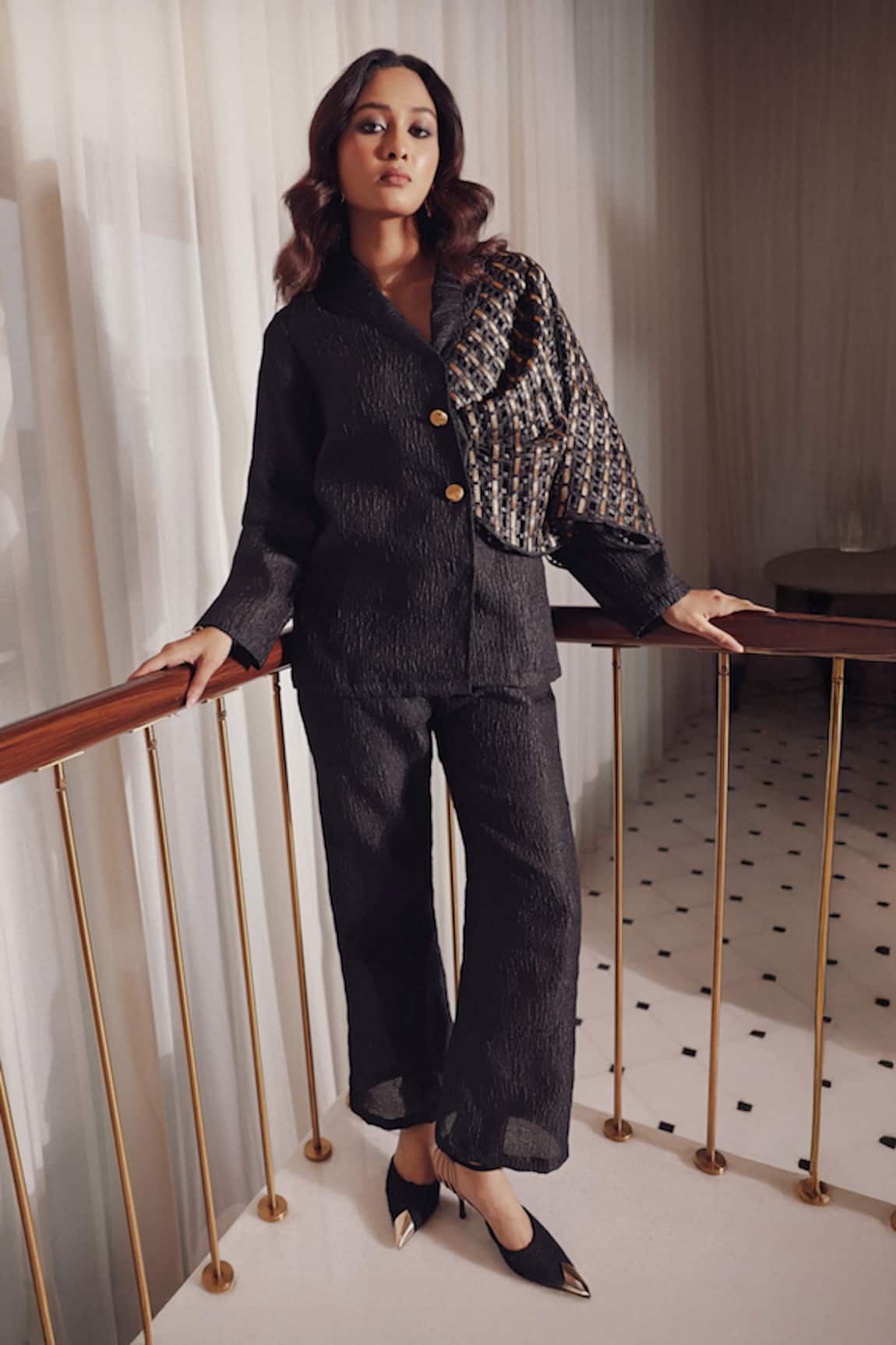 Devina Juneja Bella Draped Blazer With Bella Pant 