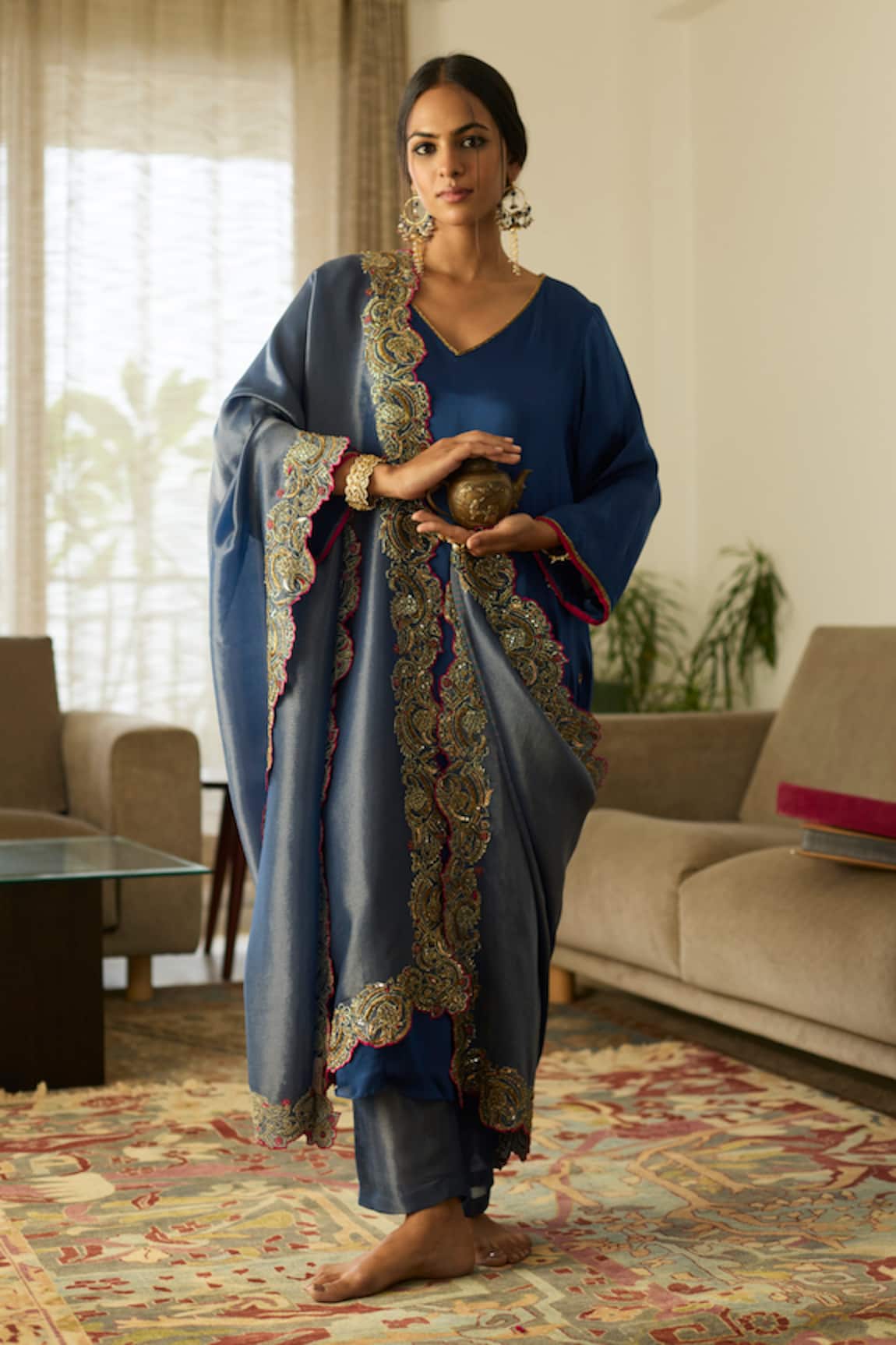 Sarang Kaur Blue Dua Satin Silk Kurta Set