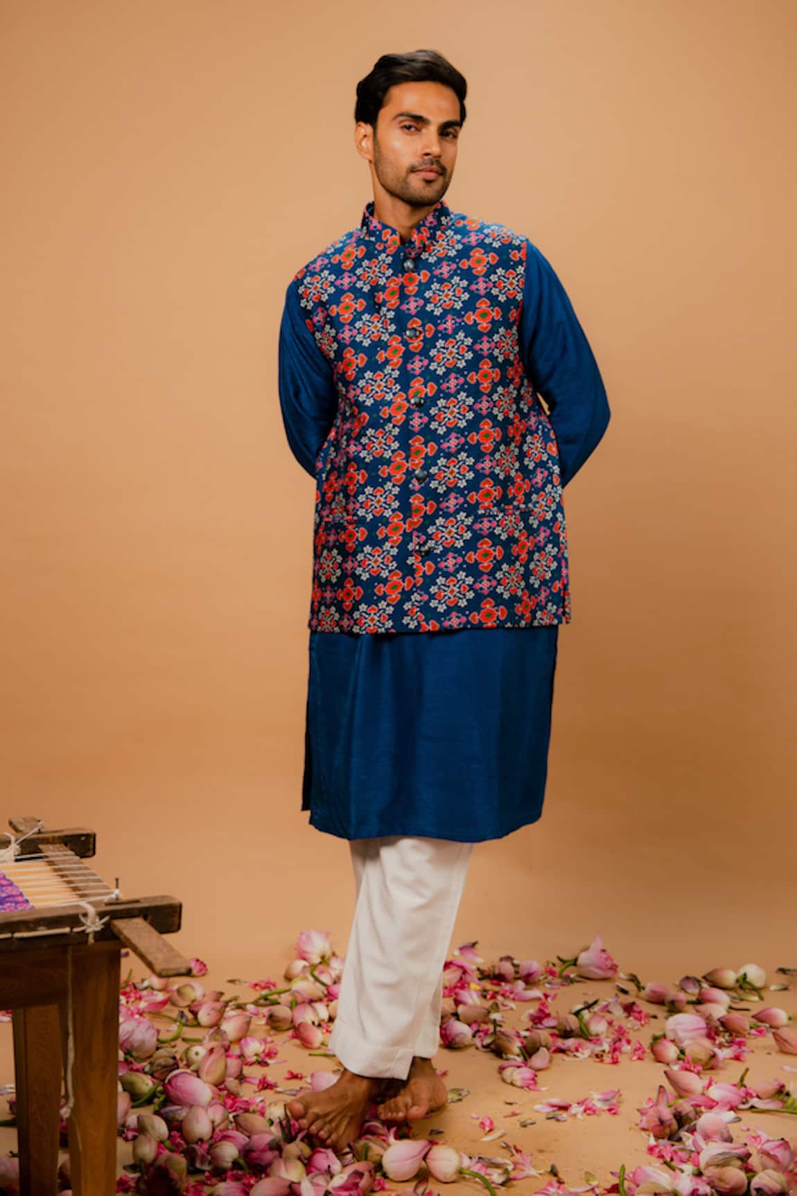 Ria Shah Label Patola Pattern Bundi Kurta Set