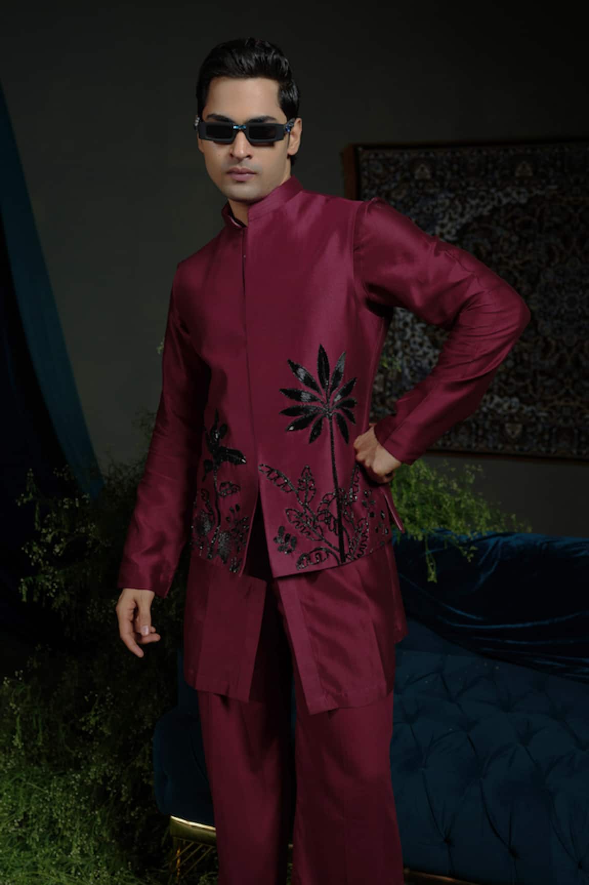 Runit Gupta Wine Palm Nehru Jacket
