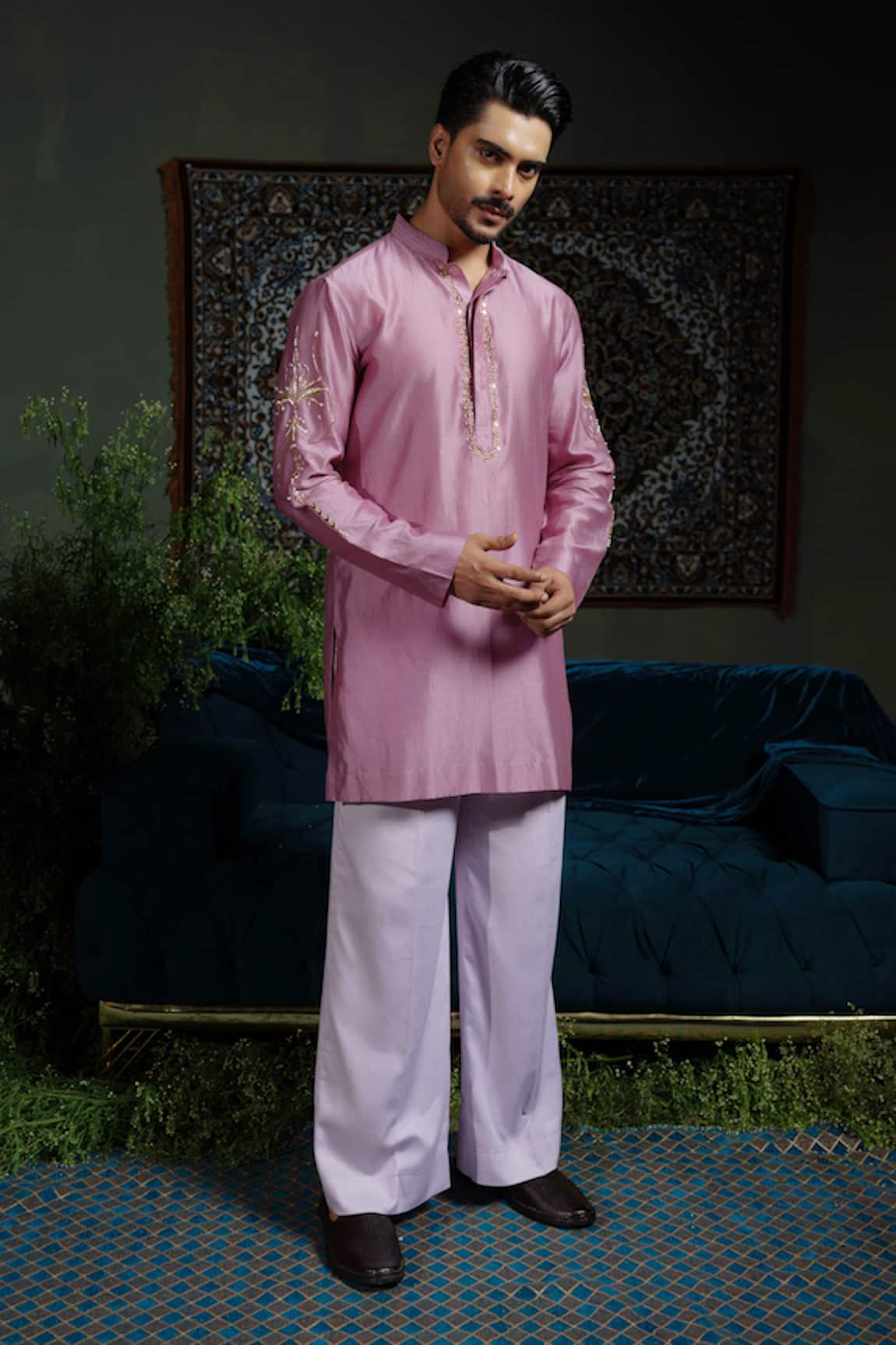 Runit Gupta Purple Petal Kurta Set