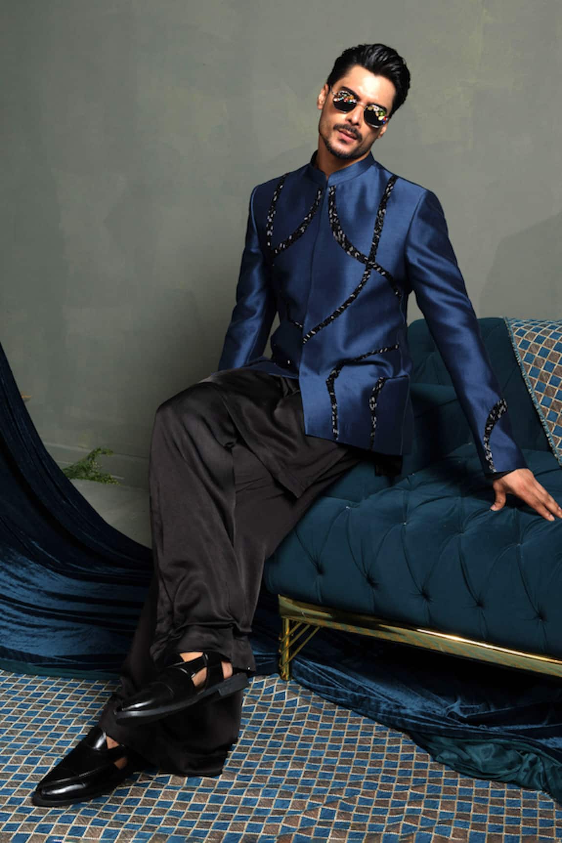 Runit Gupta Midnight Bandhgala Set