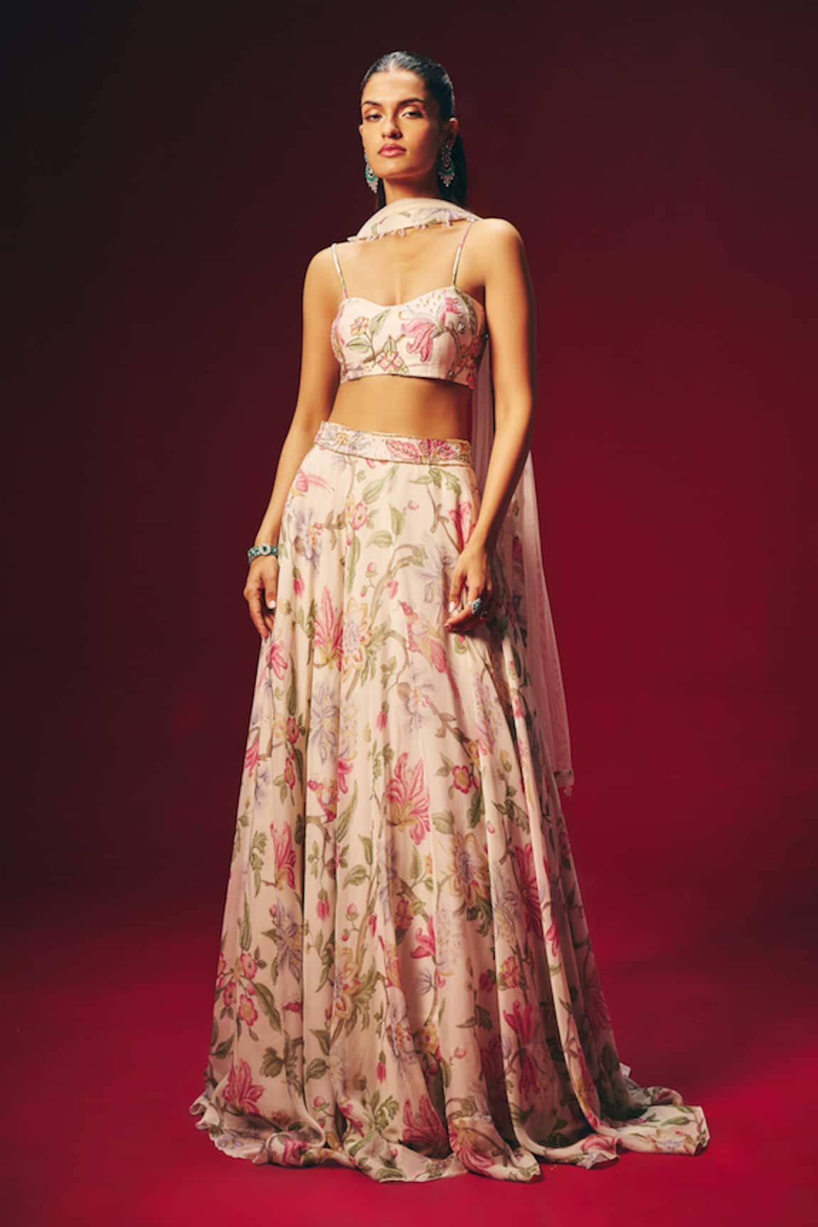 Roze Verona Hand Embroidered Floral Lehenga Set