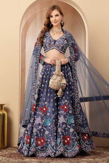 Soniya G Floral Embroidered Lehenga Set With Dupatta 