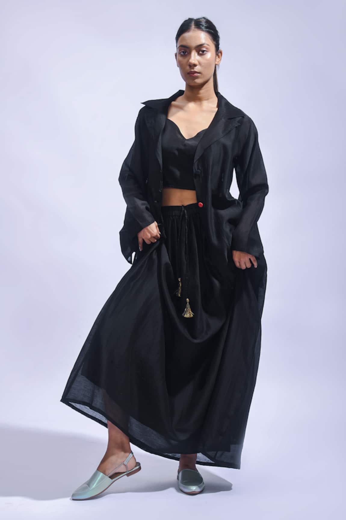 JAYATI GOENKA Noir Flow Chanderi Silk Skirt Set