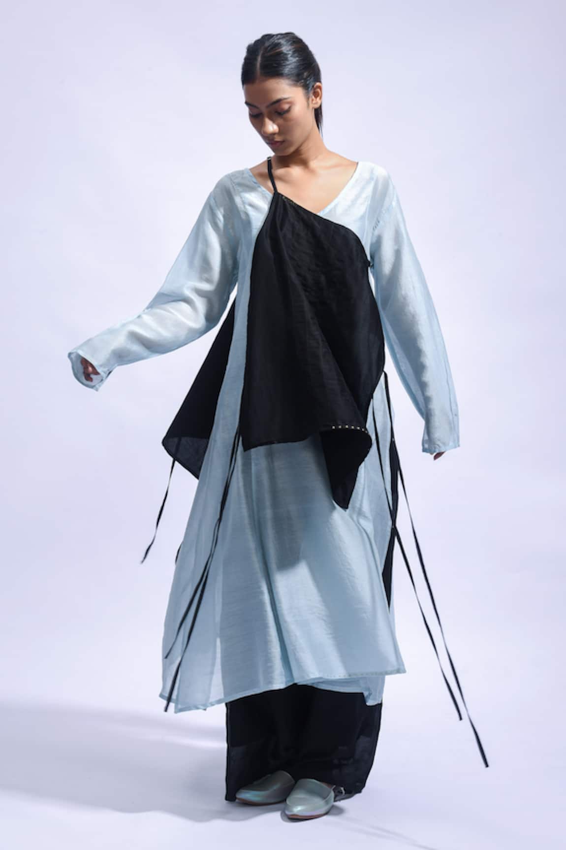 JAYATI GOENKA Aqua Layer Chanderi Silk Kurta & Pant Set