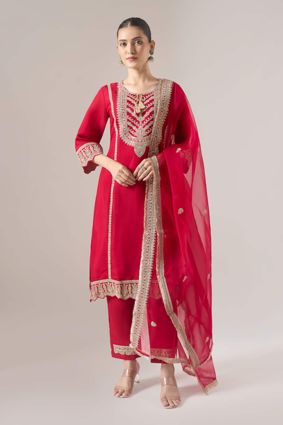 Naintara Bajaj Zari & Thread Embroidered Kurta Pant Dupatta Set