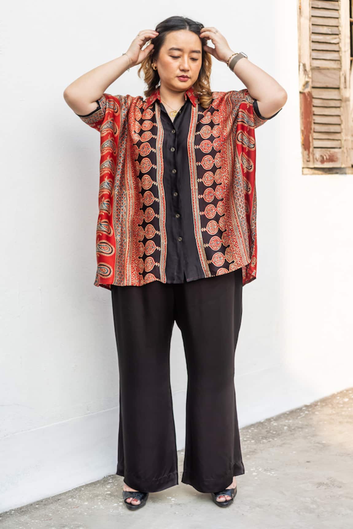 Prahnaaya Hand-Block Ajrakh Printed Shirt & Pant Set