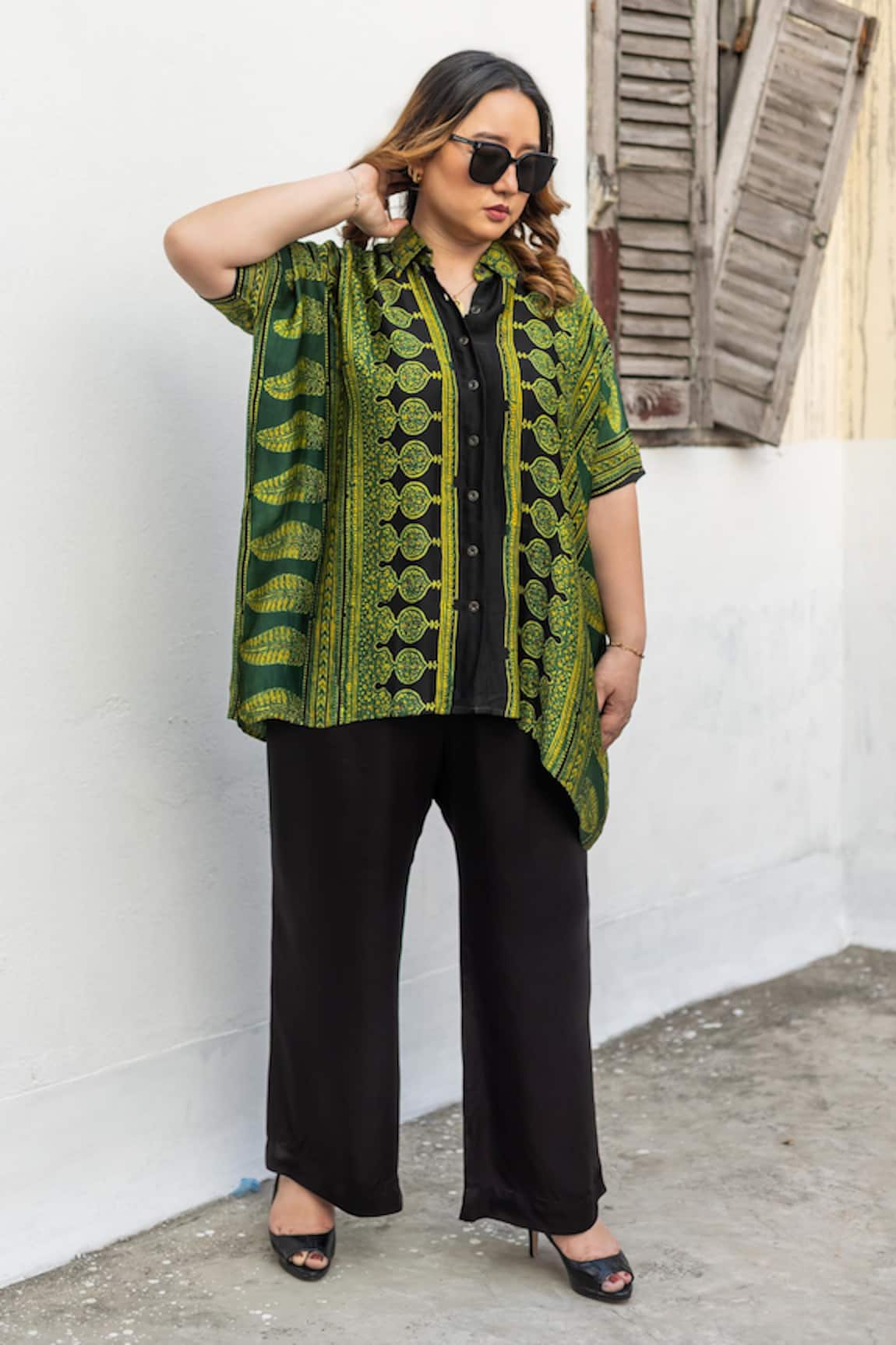 Prahnaaya Ajrakh Hand-Blocked Bubble Motif Shirt & Pant Set