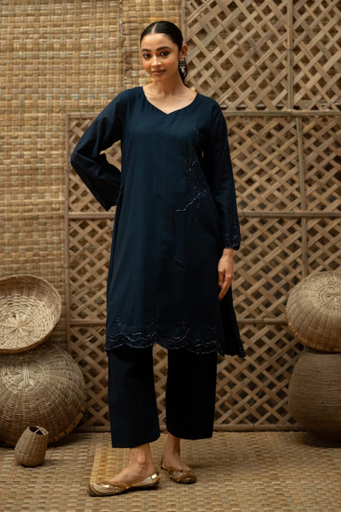 Vaani Beswal Aarfa Beaded Cutwork Hemline Kurta & Pant Set