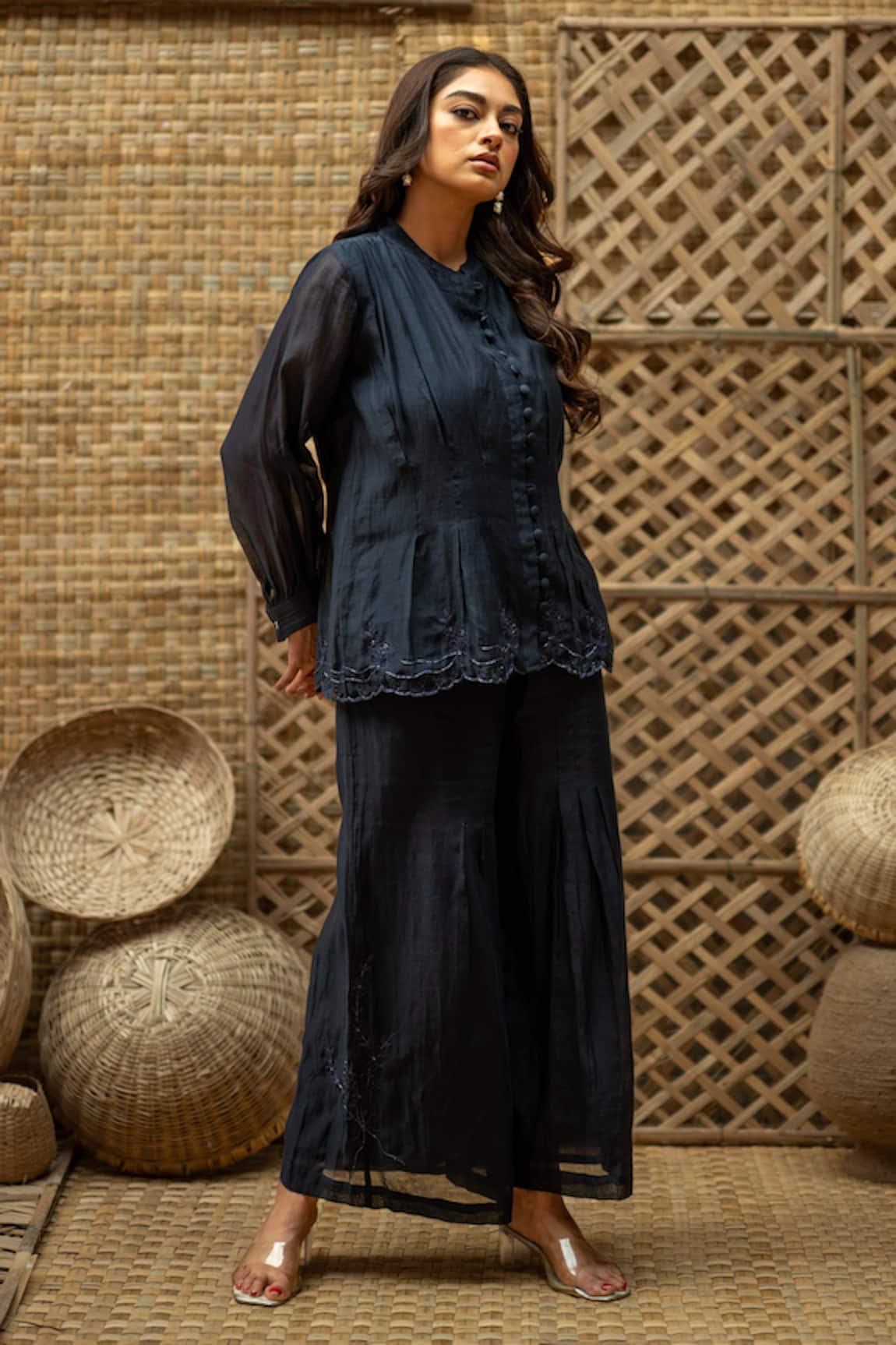 Vaani Beswal Bhumi Chanderi Embroidered Top & Palazzo Set