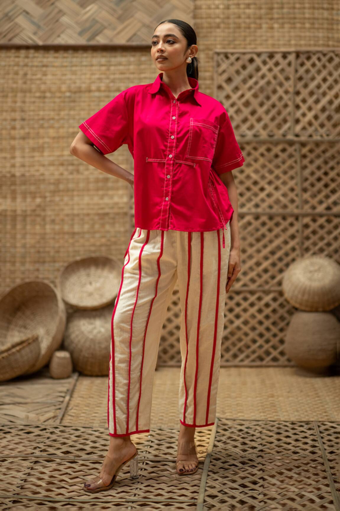 Vaani Beswal Gurleen Contrast Cord Pipe Work Shirt & Trouser Set