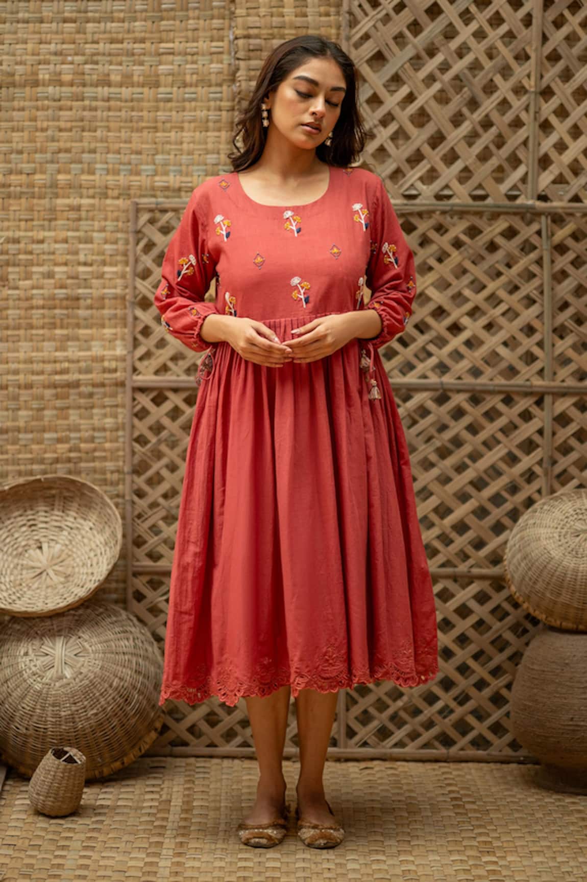 Vaani Beswal Praha Hand Embroidered Midi Dress
