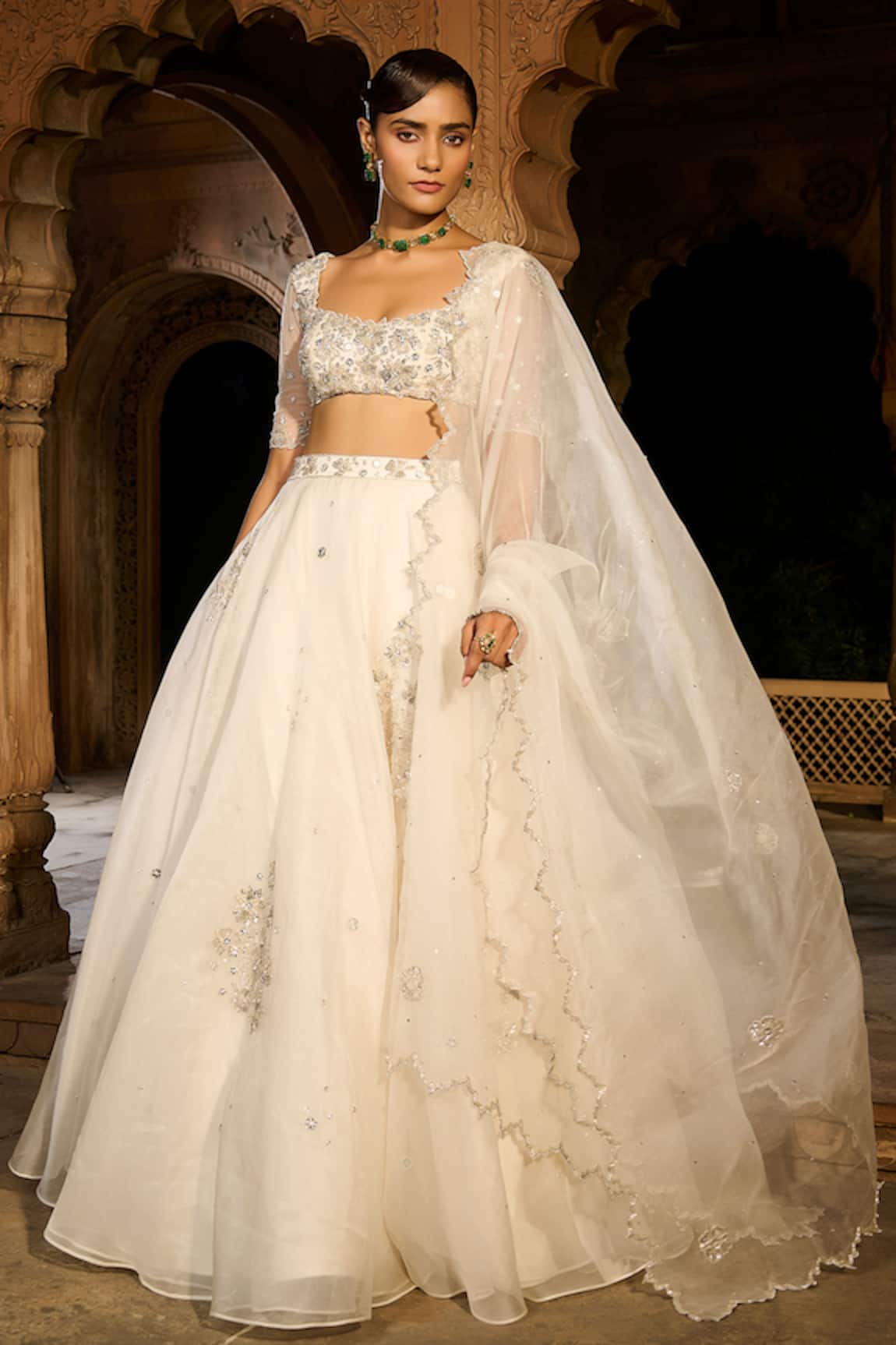 Zoon Aari Hand Embroidered Lehenga Set