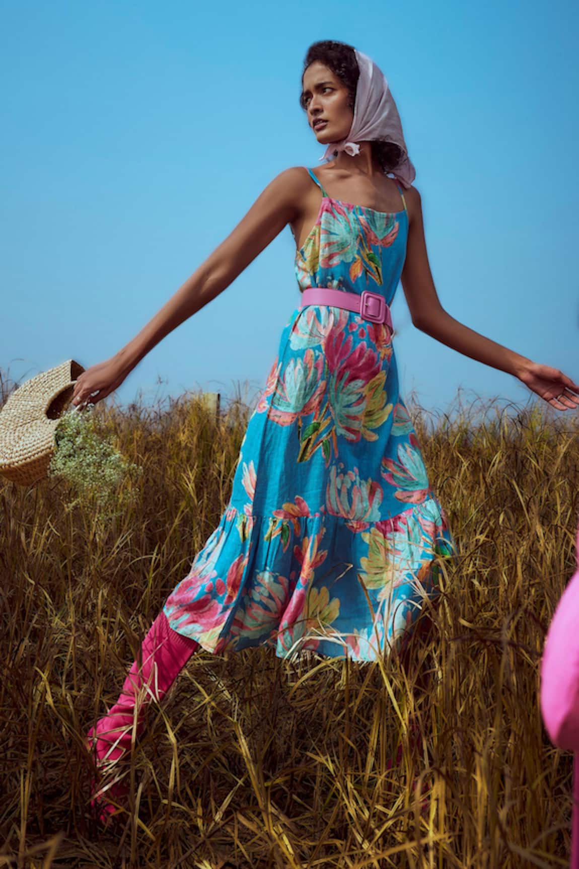 Linen Bloom Floral Print Dress