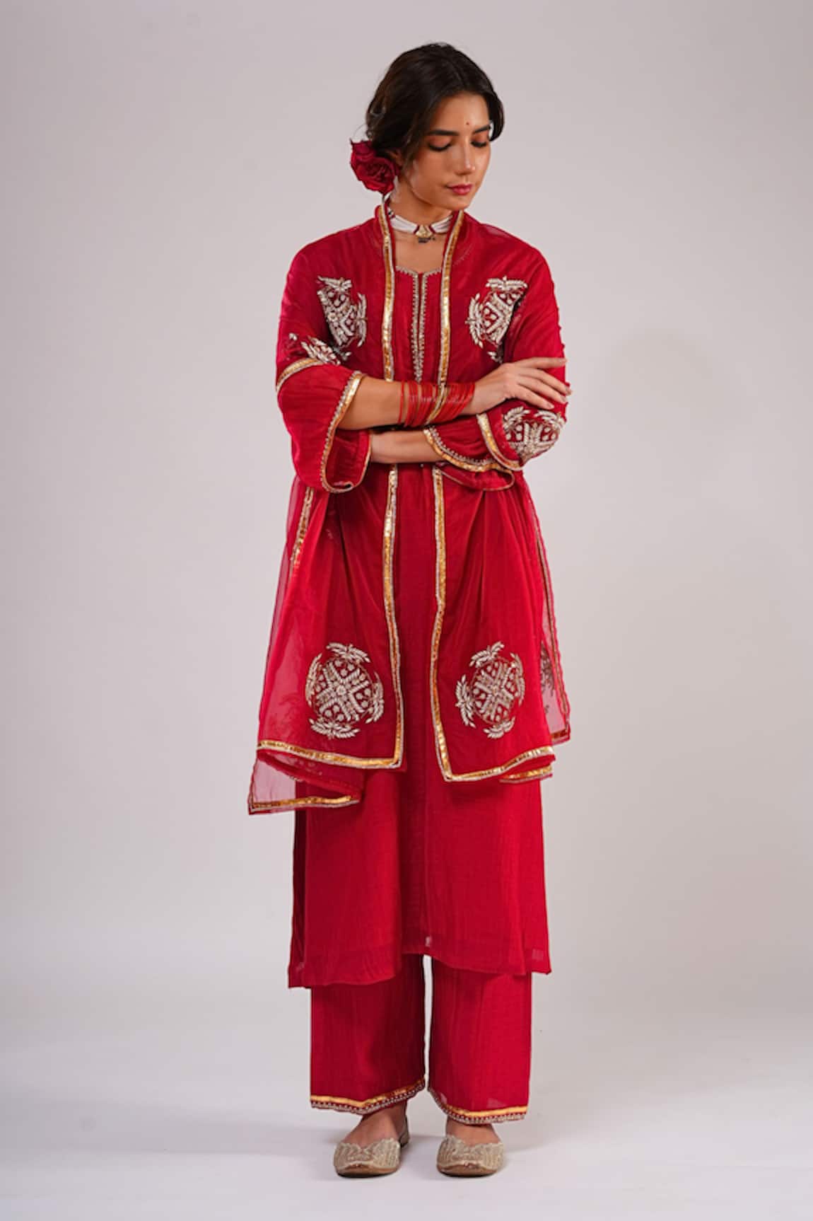 Kalakari By Akanksha Gulabo Embroidered Chanderi Kurta Set