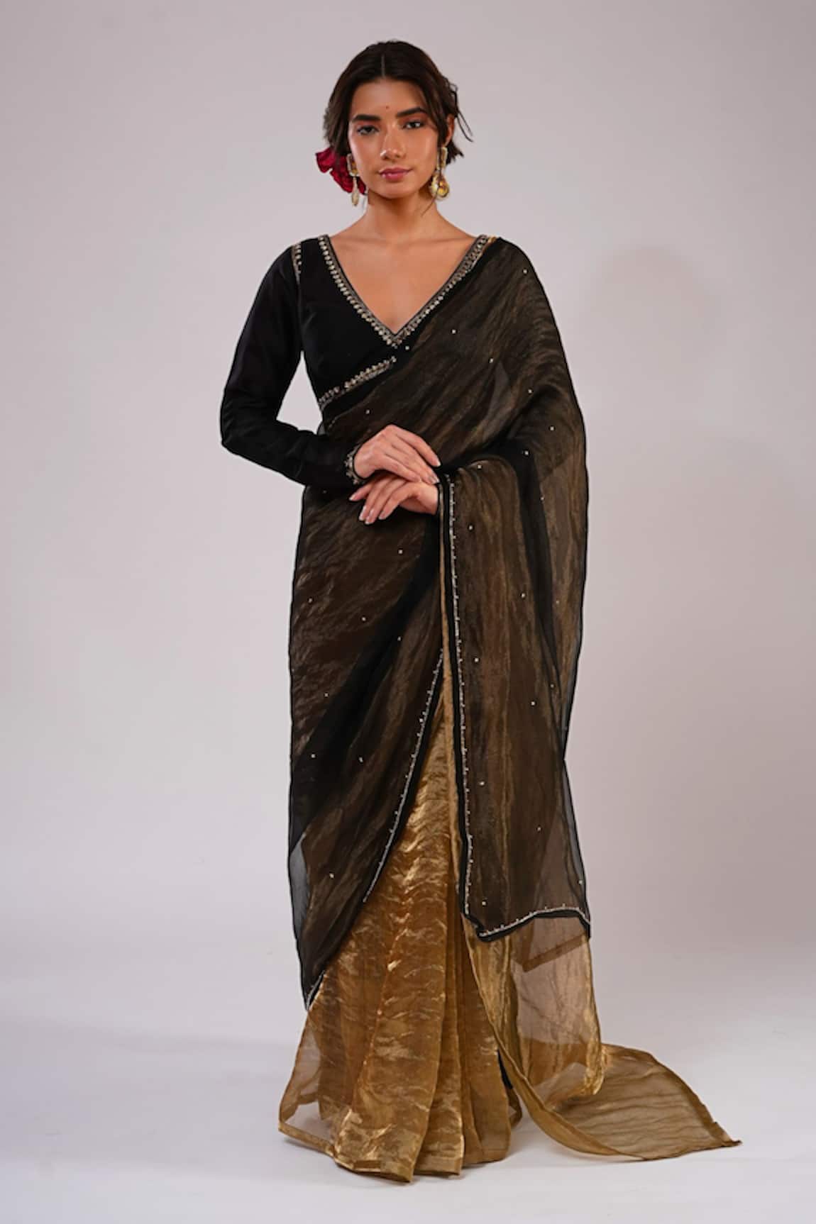 Kalakari By Akanksha Begum Embroidered Organza Tissue Saree & Blouse