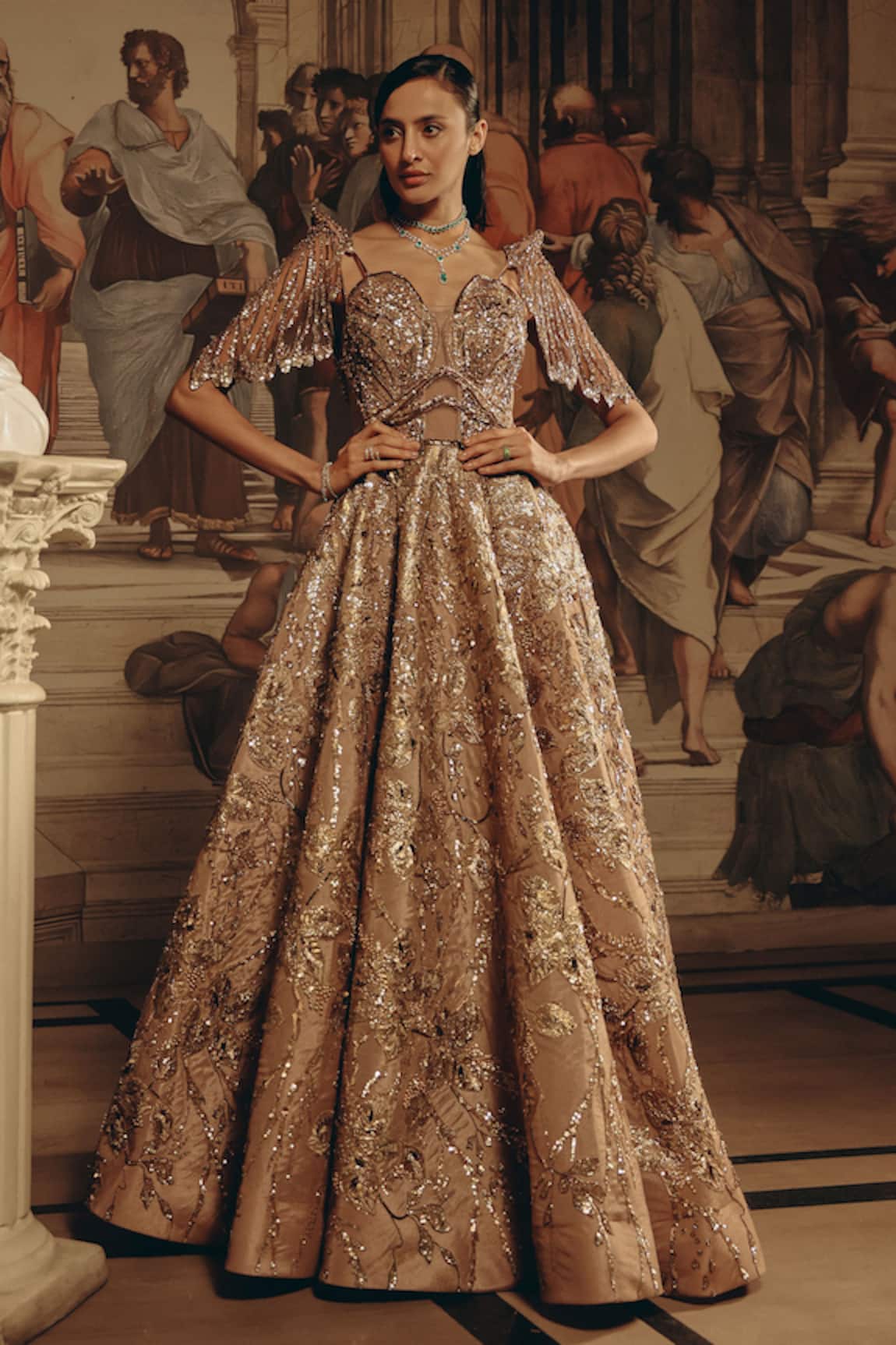 Adaara Couture Embellished Net & Satin Organza Gown