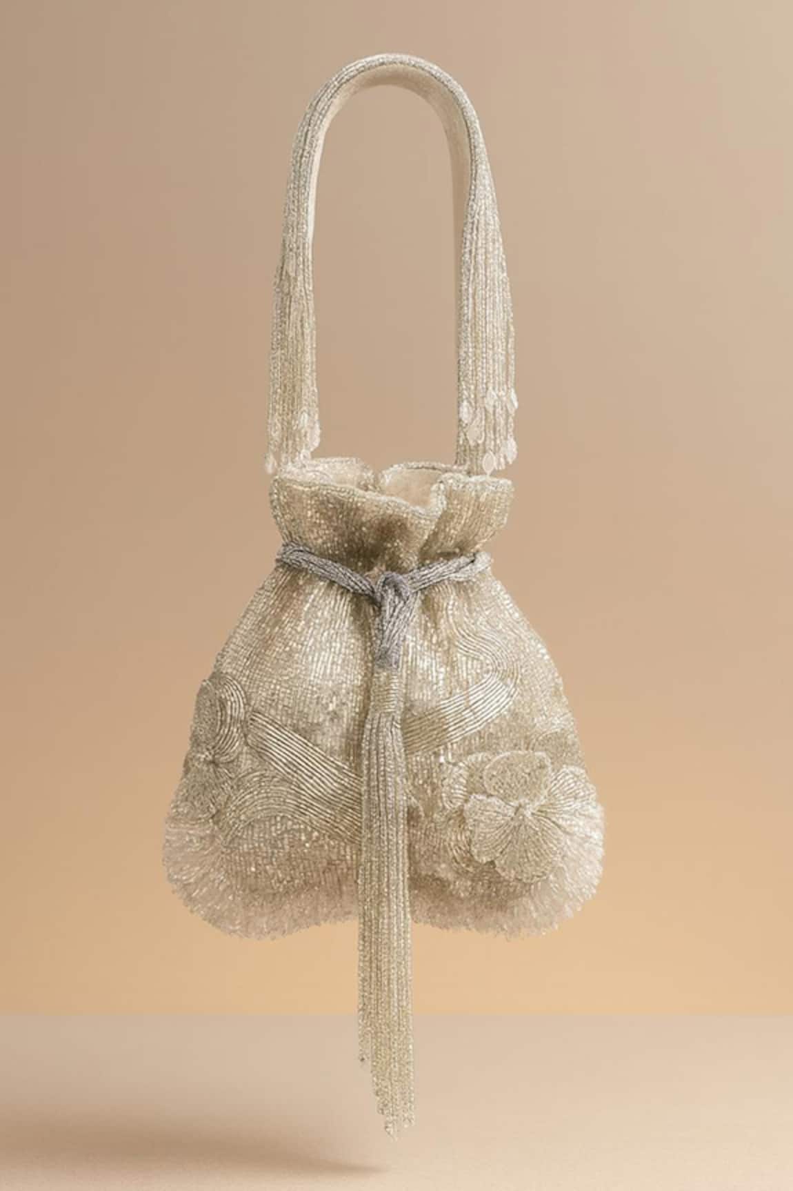 Tasna Handcrafted Stone & Bead Embellished Potli Bag