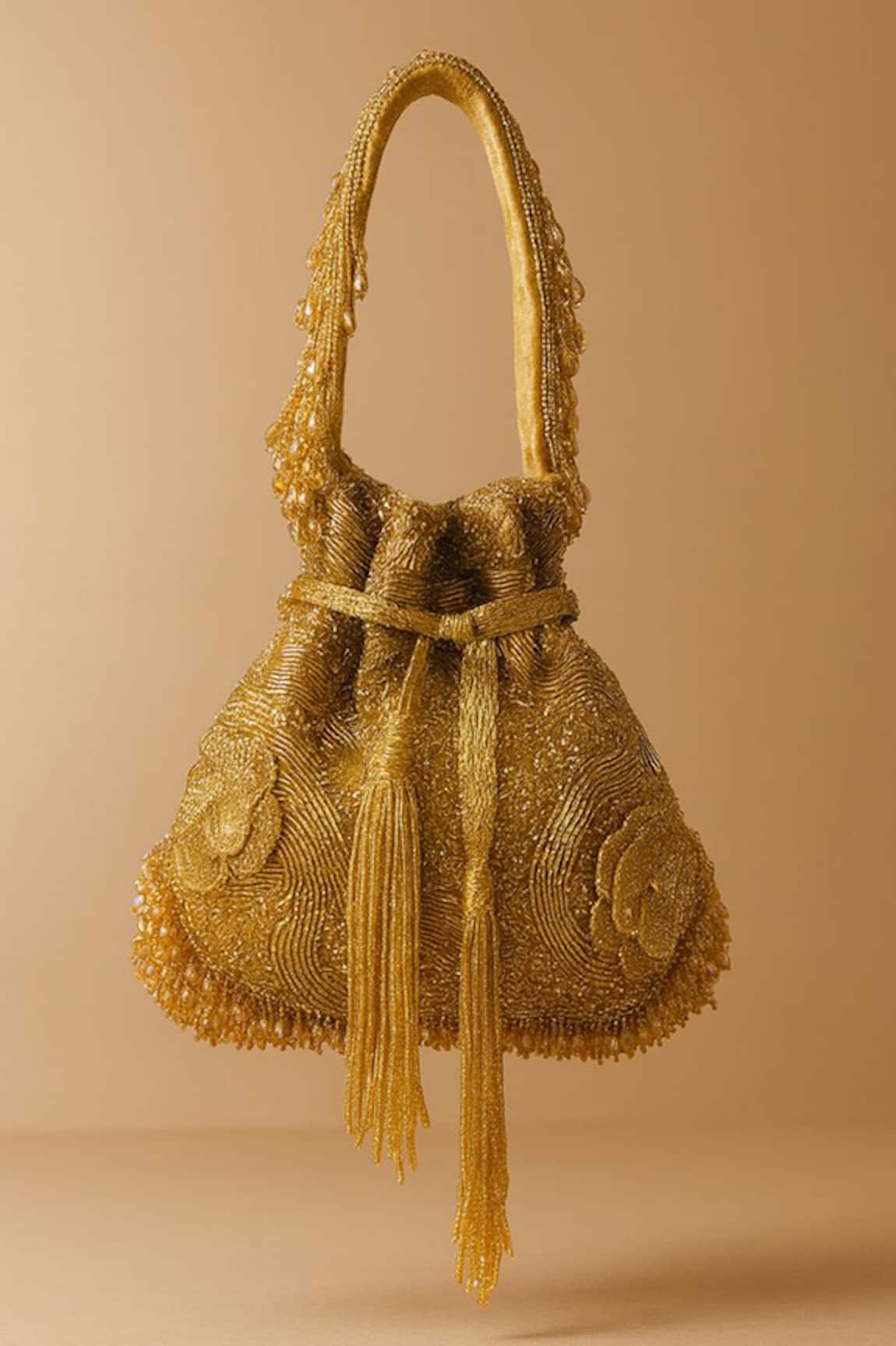 Tasna Handcrafted Stone & Bead Embellished Potli Bag