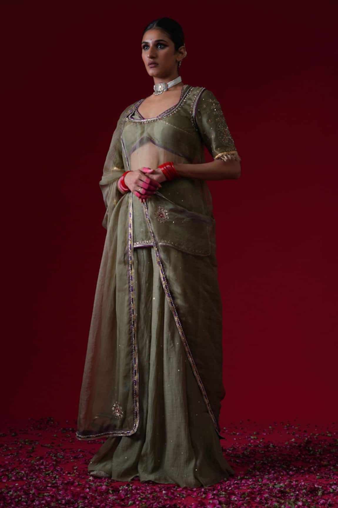 Kalakari By Akanksha Sumitra Sheer Jacket Sharara Set