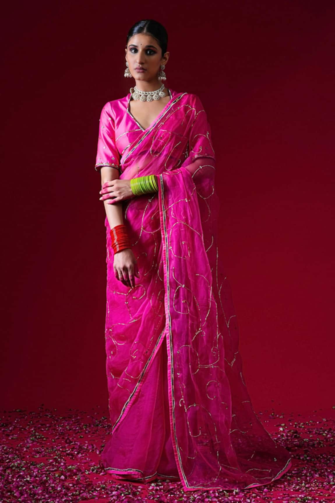 Kalakari By Akanksha Indumati Organza Saree & Pure Silk Chanderi Blouse