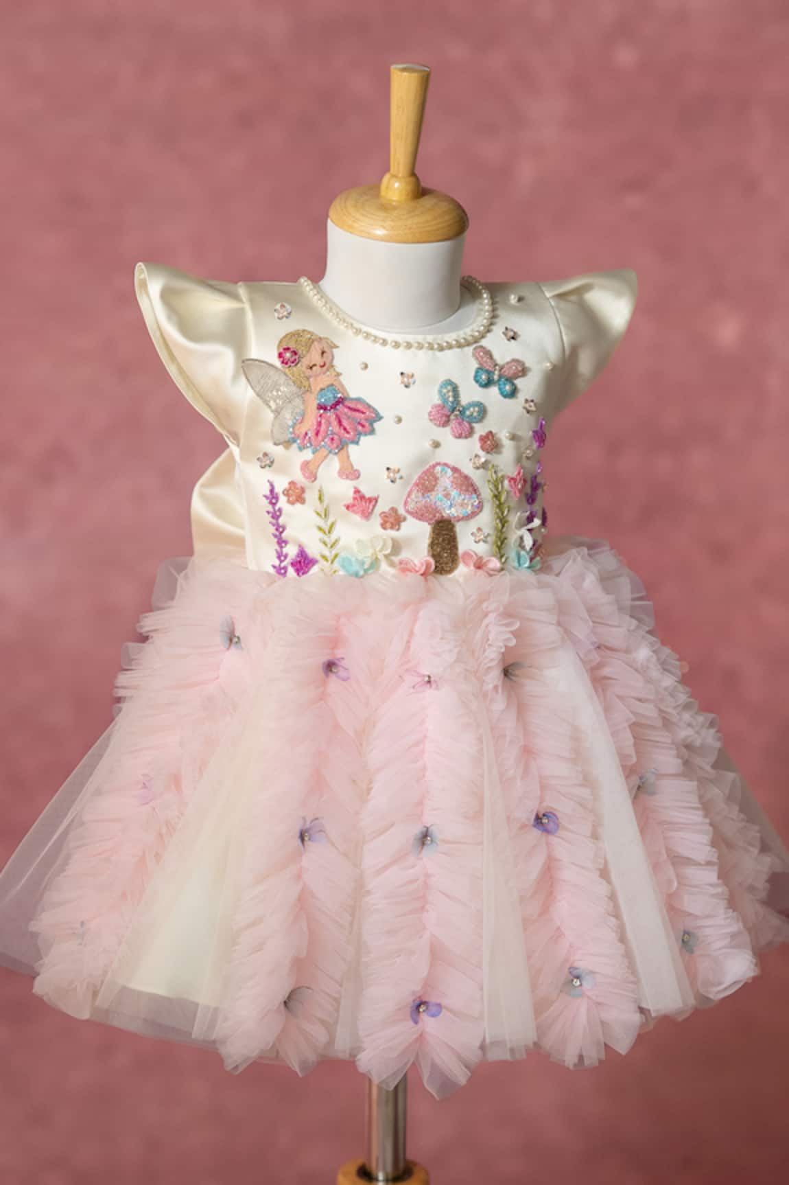 Ruchika Lath Label Fairy Garden Hand Embroidered Ruffle Dress