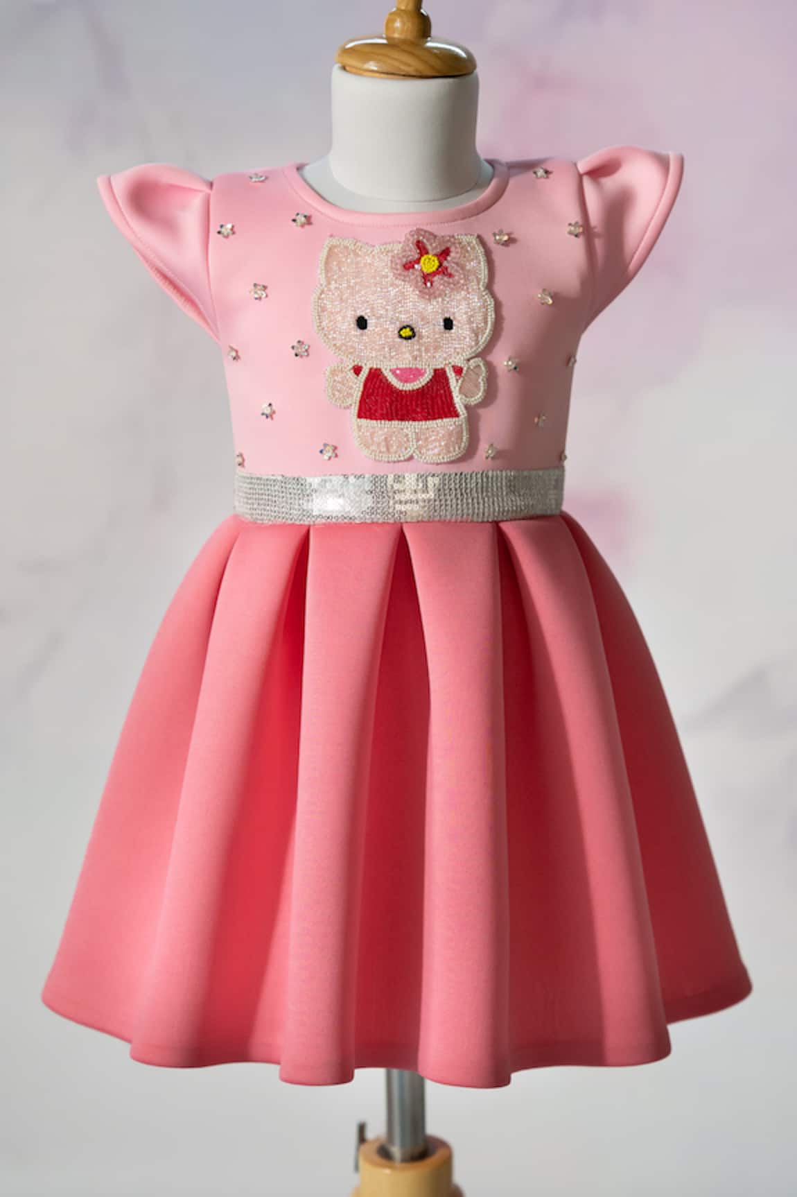 Ruchika Lath Label Hello Kitty Pearl & Stone Embroidered Dress