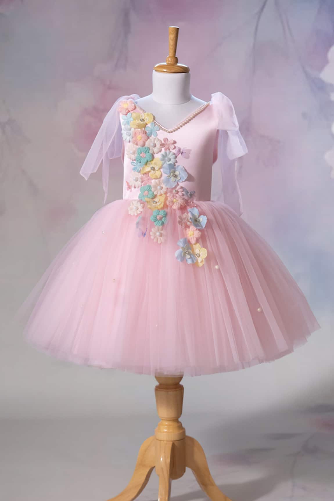 Ruchika Lath Label 3D Floral Applique Embroidered Dress