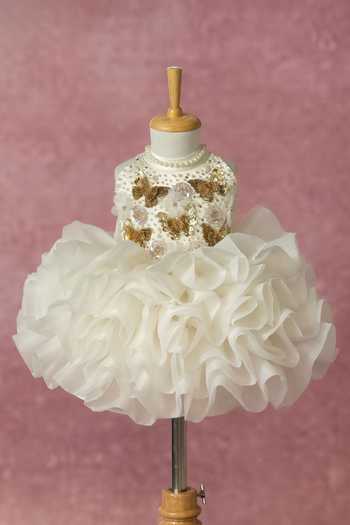Ruchika Lath Label Organza Ruffled Dress 