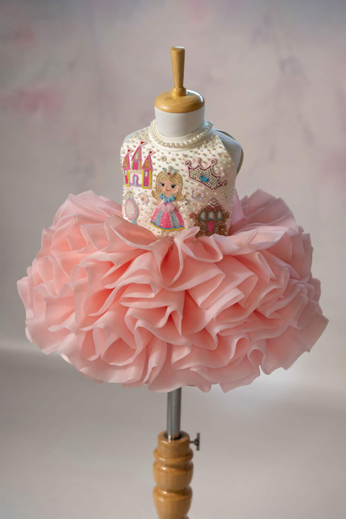 Ruchika Lath Label Princess Theme Hand Embroidered Ruffled Dress 