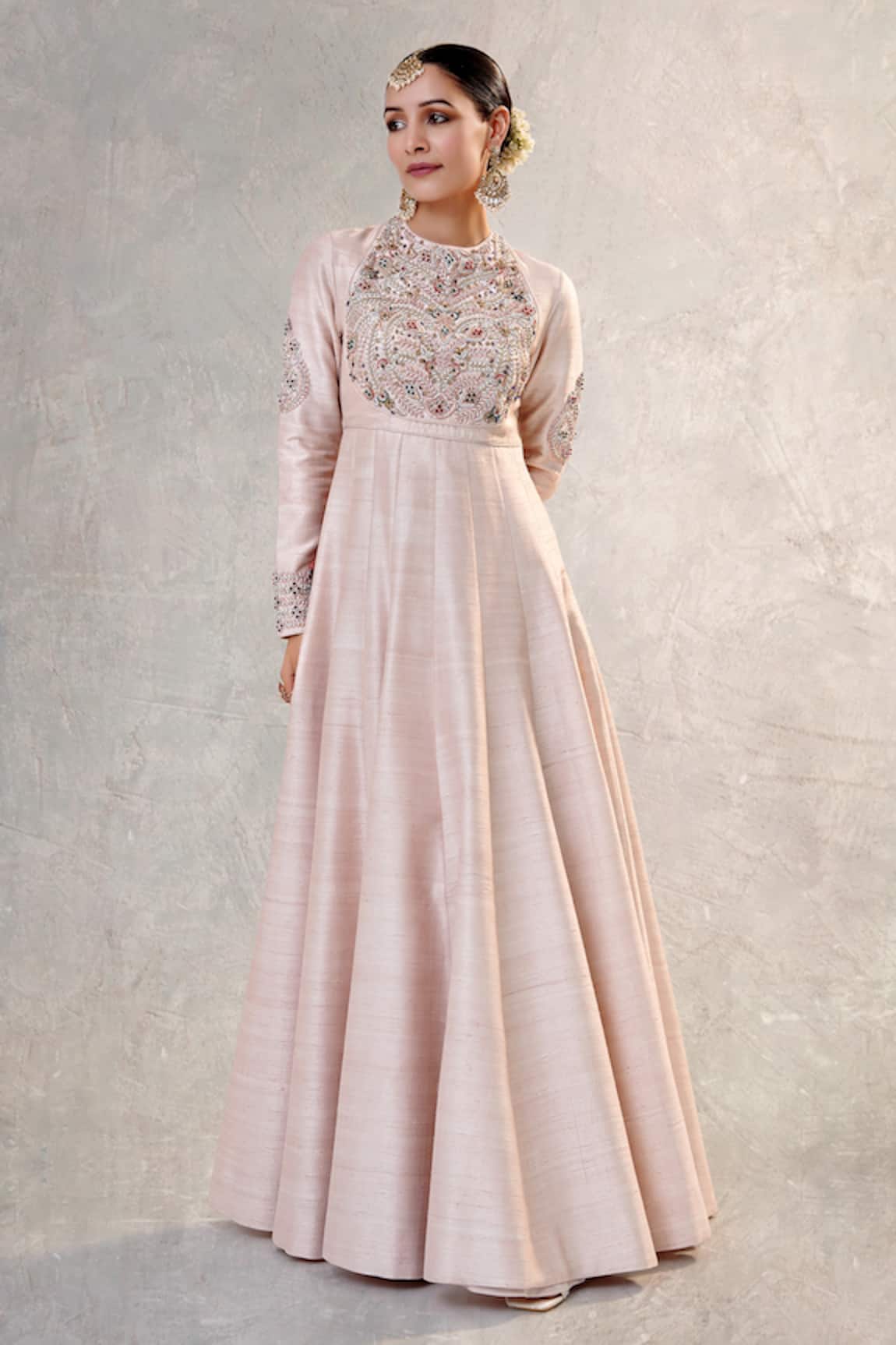 RICHA AHLUWALIA Jewelry Yoke Hand Embroidered Anarkali Set